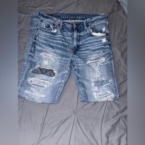 American Eagle Outfitters Men's Distressed Blue Denim Jeans